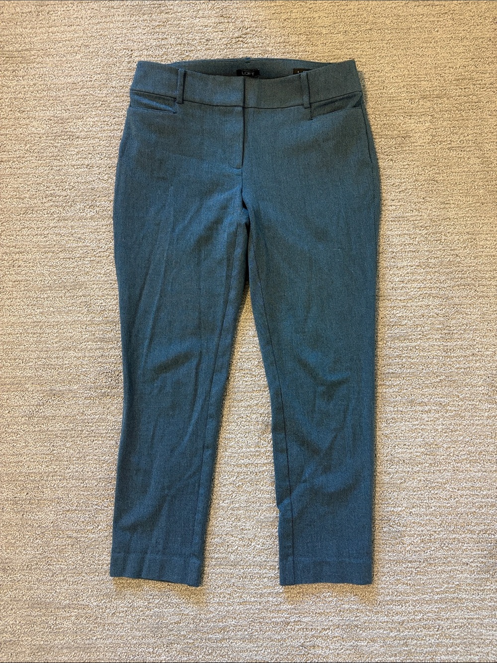 LOFT Teal Cropped Slim Dress Pants